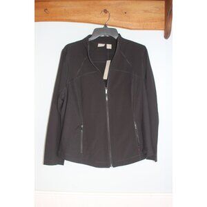Chicos Zenergy Black Knit Zip-Up Jacket With Pockets Size 2 Womens NWT